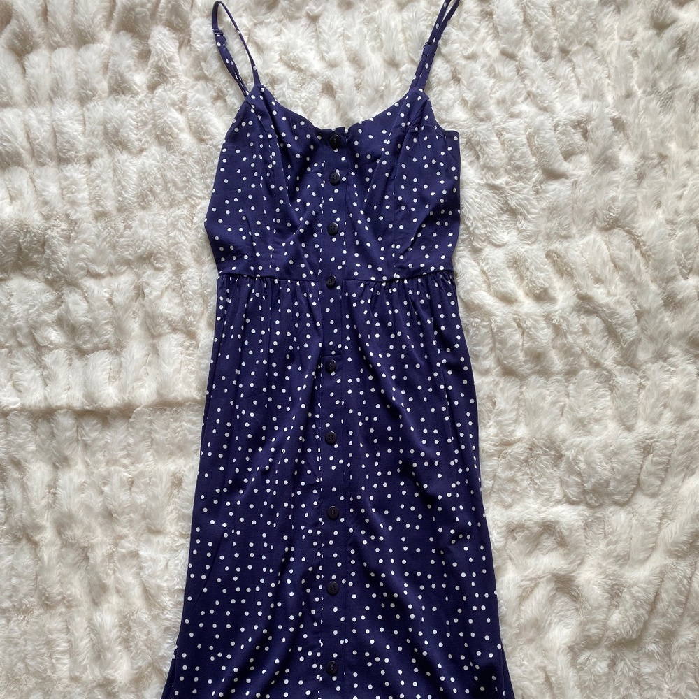 NWOT Navy and White Polka Dot Dress Size Small